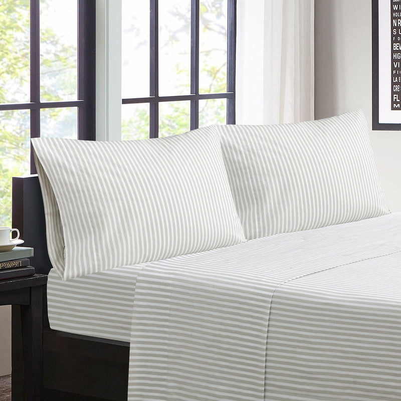 Archie 4-Piece King Cotton Sheet Set - Light Grey