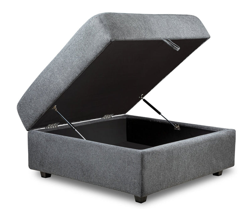 Evolve Linen-Look Fabric Ottoman - Charcoal
