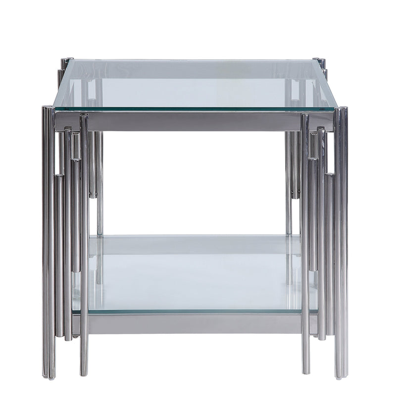 Britney End Table - Glass/Stainless Steel