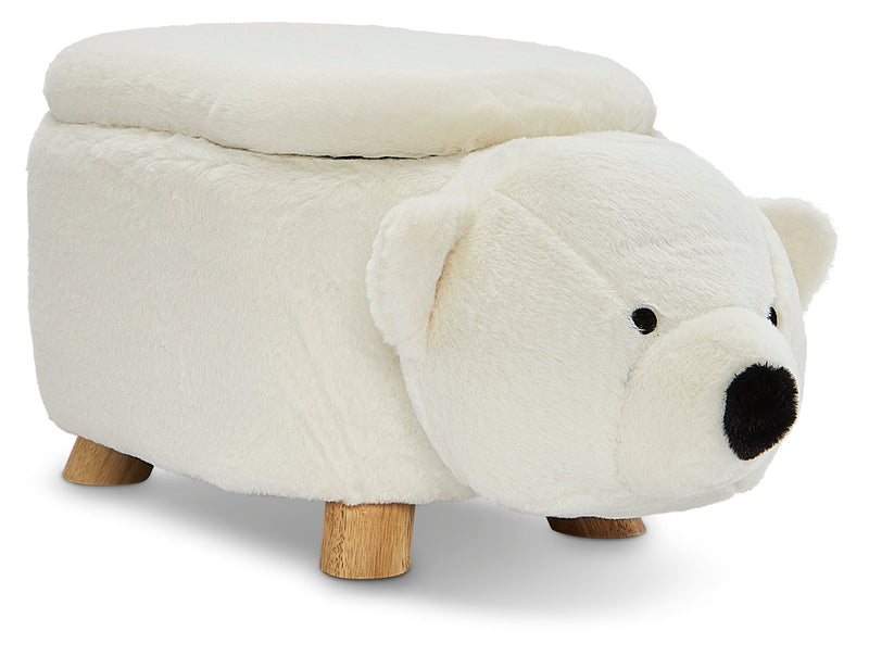 Zoo Companions Polar Bear Storage Ottoman - White