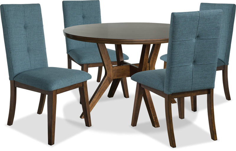 Argyle 5-Piece Round Dining Set - Aqua
