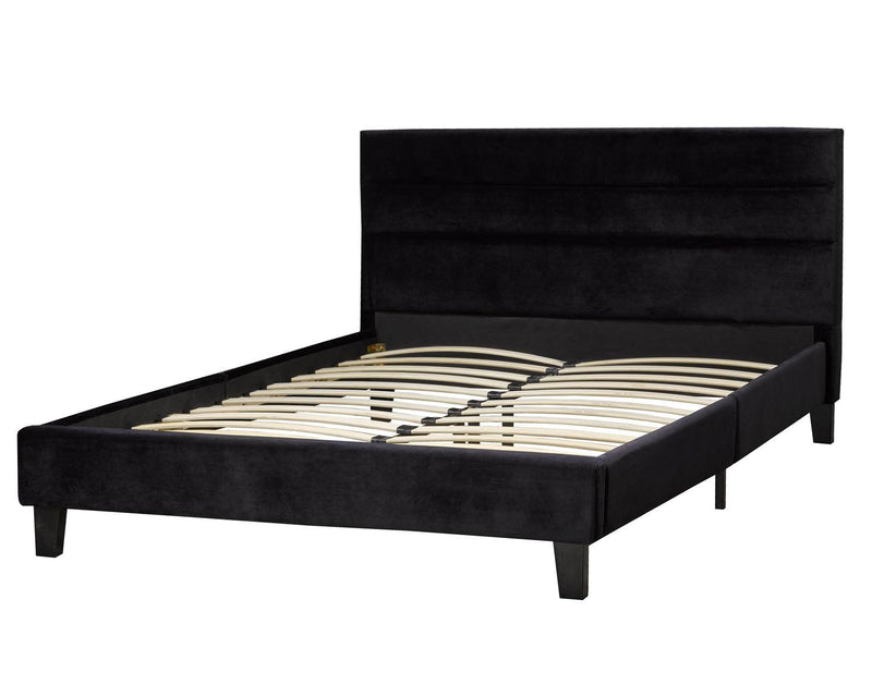 Volos Velvet Queen Platform Bed - Black