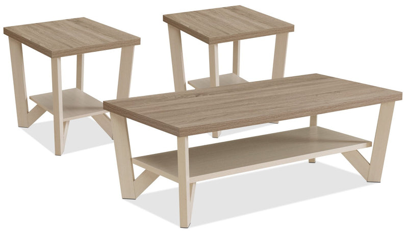 Portroe 3-Piece Coffee and Two End Tables Package - Ivory