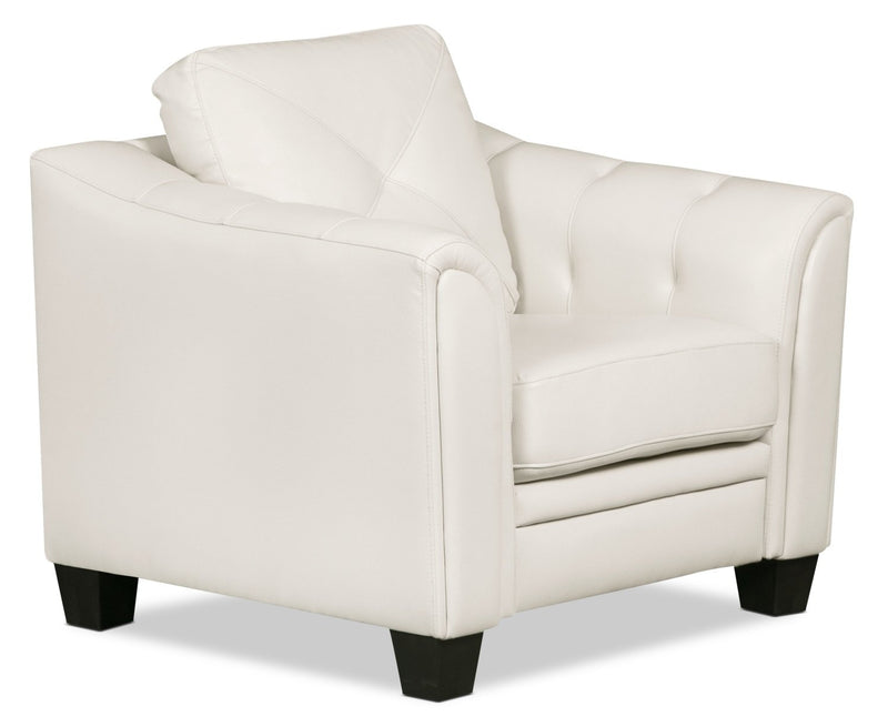 Henrick Leather-Look Fabric Chair - Beige
