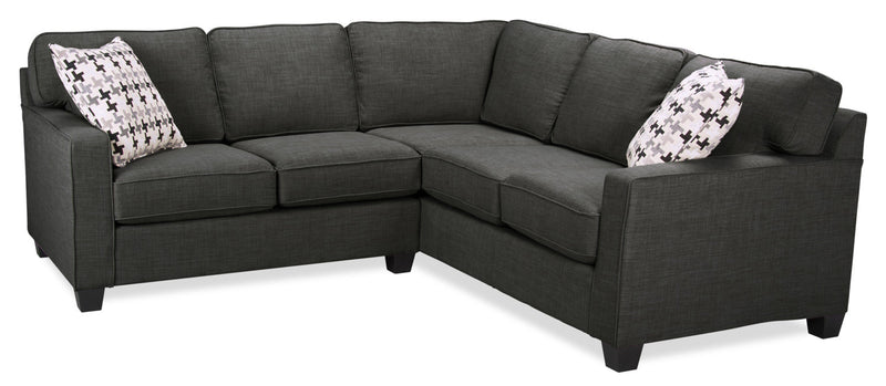 Ballenas 2-Piece Linen-Look Fabric Sectional - Charcoal Grey