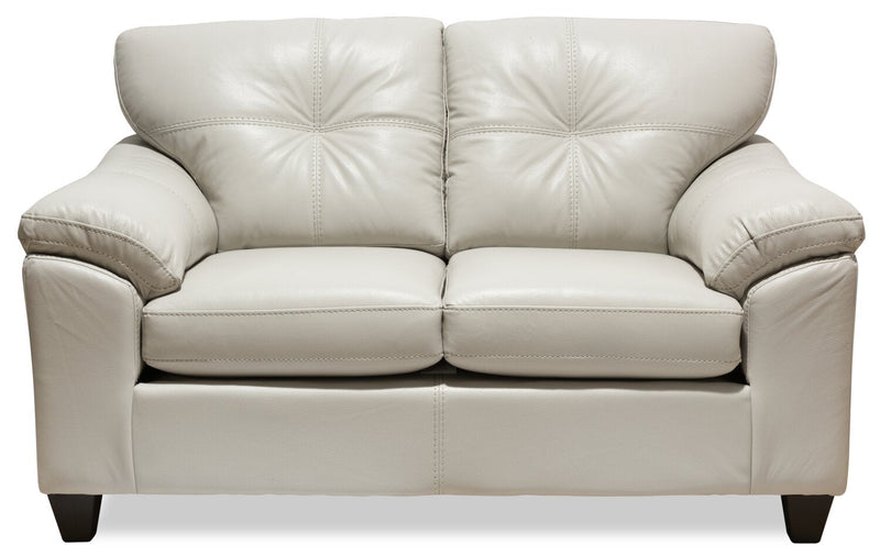 Irene Leath-Aire Loveseat - Beige