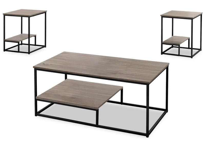 Seward 3-Piece Coffee and Two End Tables Package - Dark Taupe
