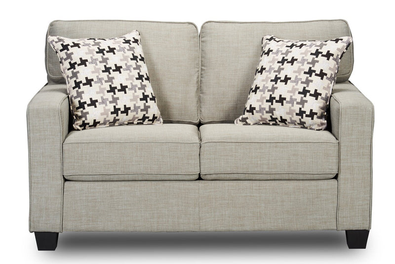 Ballenas Linen-Look Fabric Loveseat - Light Grey