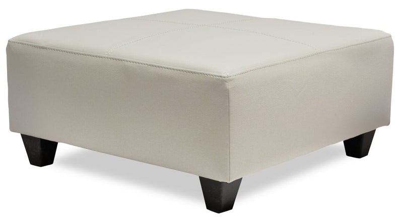 Irene Leath-Aire Ottoman - Beige