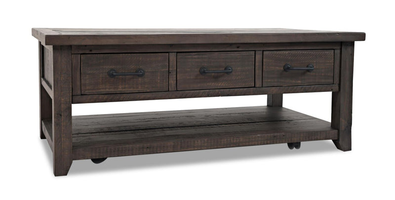 Morgan Coffee Table - Brown - Rustic style Coffee Table in Dark brown Reclaimed Wood, Pine, Plywood