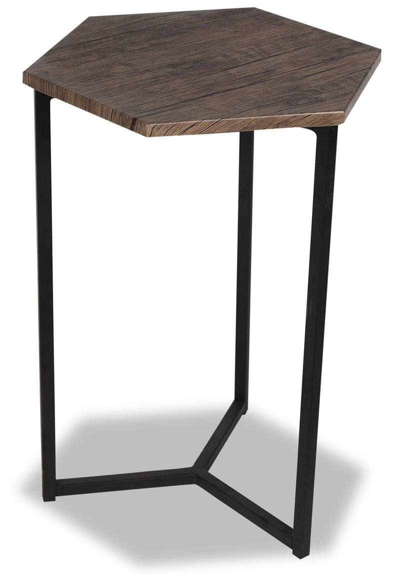 Cleo Chairside Table - Brown - Contemporary style End Table in Brown Medium Density Fibreboard (MDF), Metal, Resin