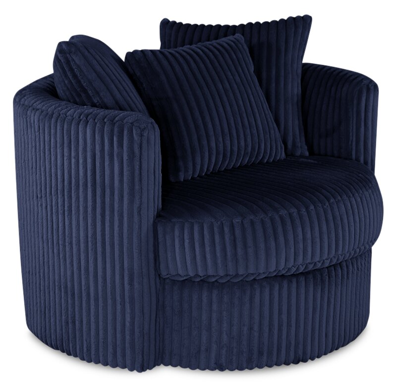 Ellis Chenille Swivel Cuddler Chair - Groove Midnight