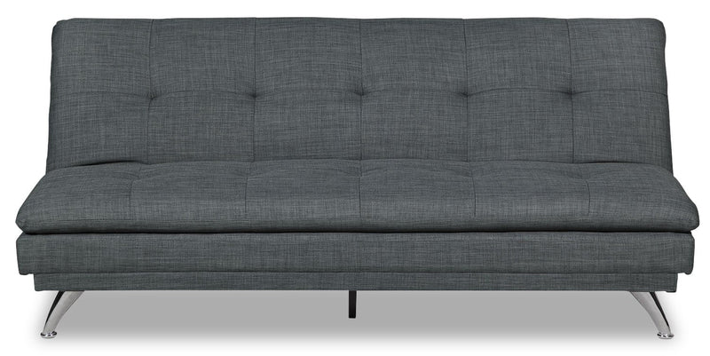 Calder Armless Linen-Look Fabric Futon - Grey