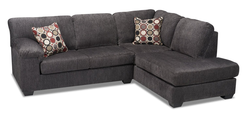 Farrow 2-Piece Chenille Right-Facing Condo Sectional - Grey