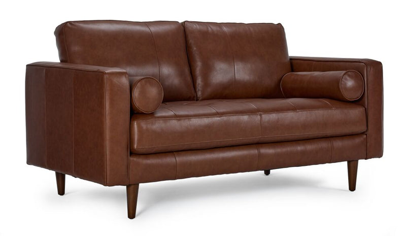 Loire Leather Loveseat - Cobblestone