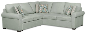 Valley 2-Piece Left-Facing Chenille Sectional with Sleeper Sofa - Seafoam