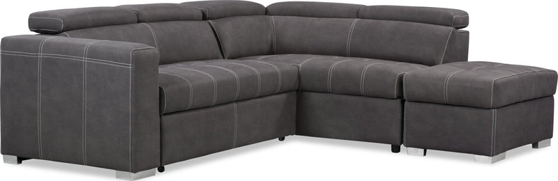 Drake 3-Piece Faux Suede Right-Facing Sleeper Sectional - Cement 
