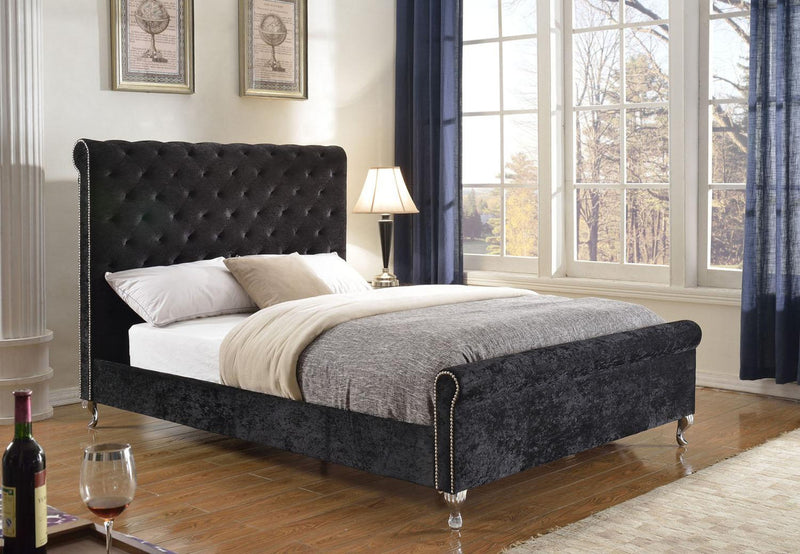 Lamberts Button Tufted Full Platform Bed - Black