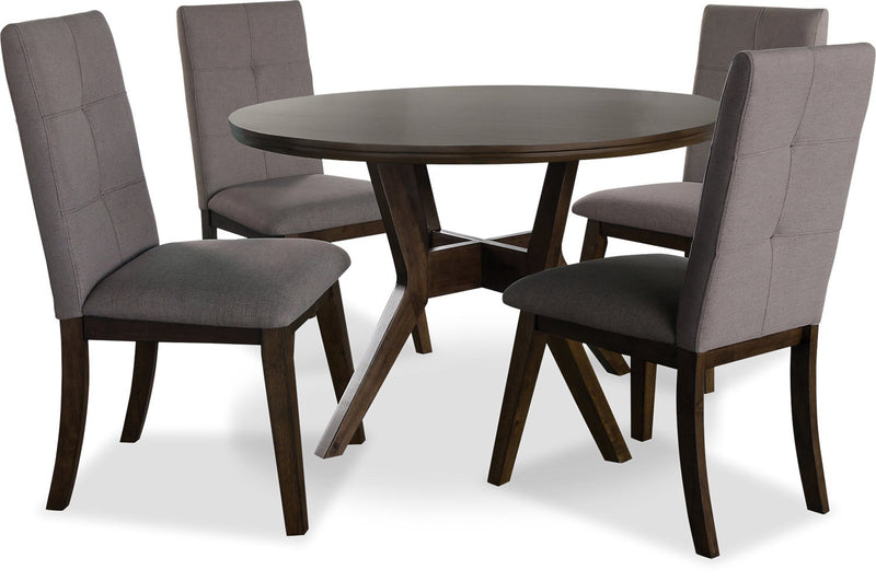 Argyle 5-Piece Round Dining Set - Brown