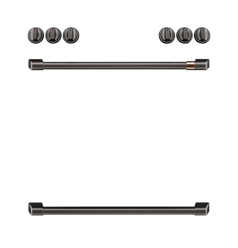 Café™ Brushed Black Front Control Induction Knobs and Handles Set - CXFCHHKPMBT
