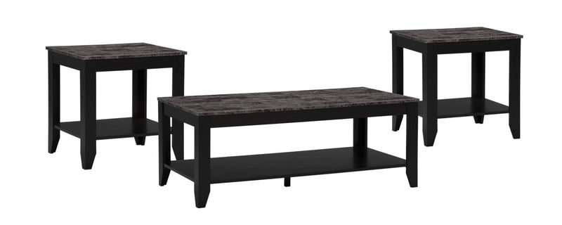 Hadleigh 3-Piece Coffee and Two End Tables Package - Black