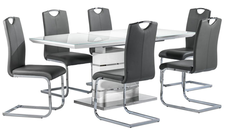 Leoorin 7-Piece Dinette Set - White and Dark Grey
