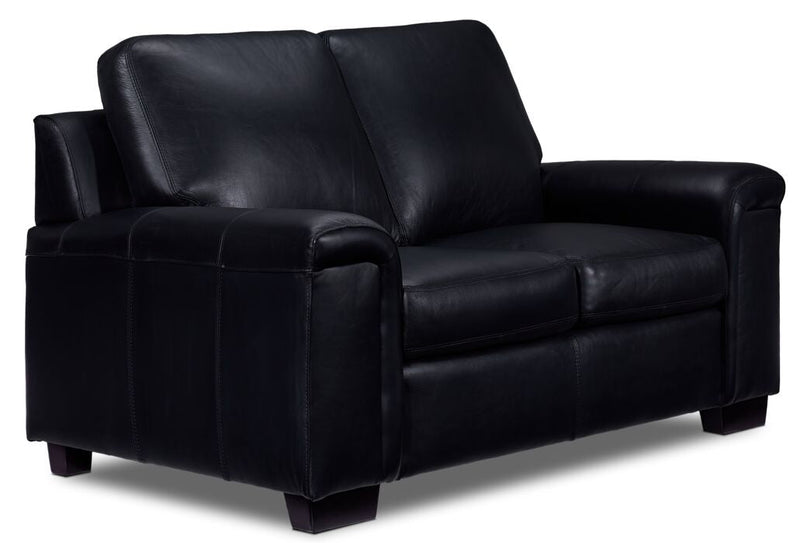 Webster Leather Loveseat - Black