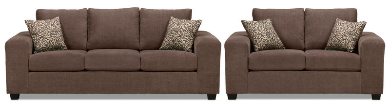 Knox Sofa and Loveseat Set - Light Brown