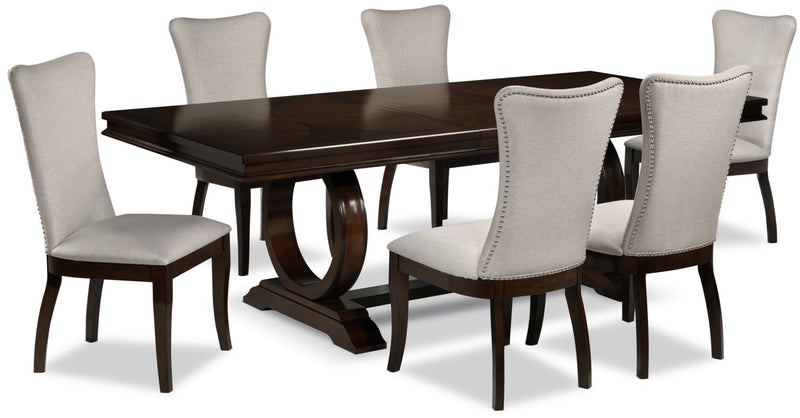 Colas 7-Piece Dining Room Set - Cherry/Beige