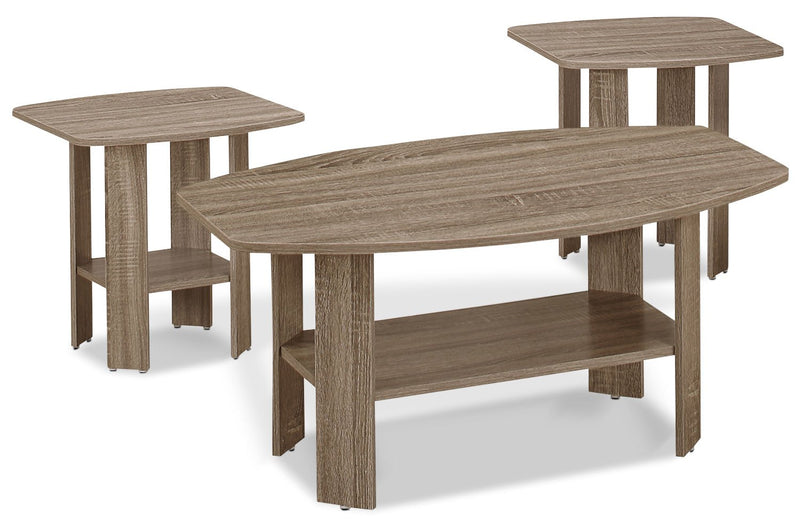 Tramore 3-Piece Coffee and Two End Tables Package - Dark Taupe