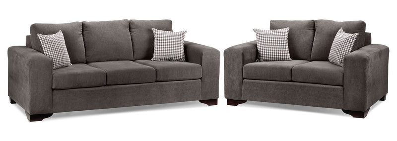 Knox Sofa and Loveseat Set - Grey