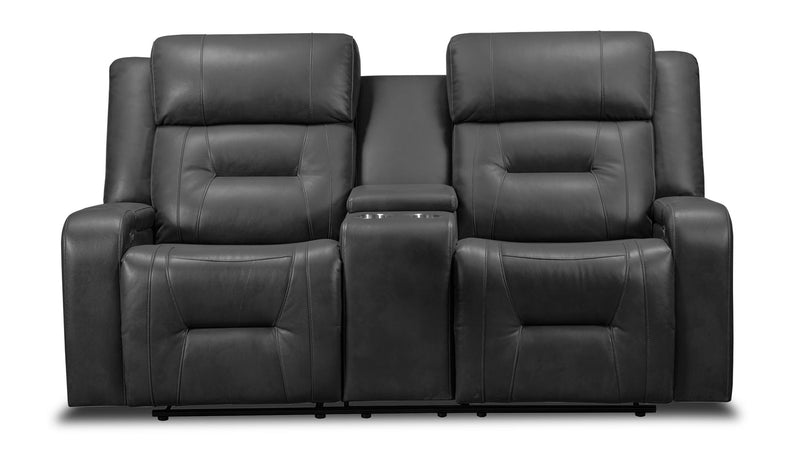 Yarmuth Leath-Aire Power-Reclining Loveseat - Grey