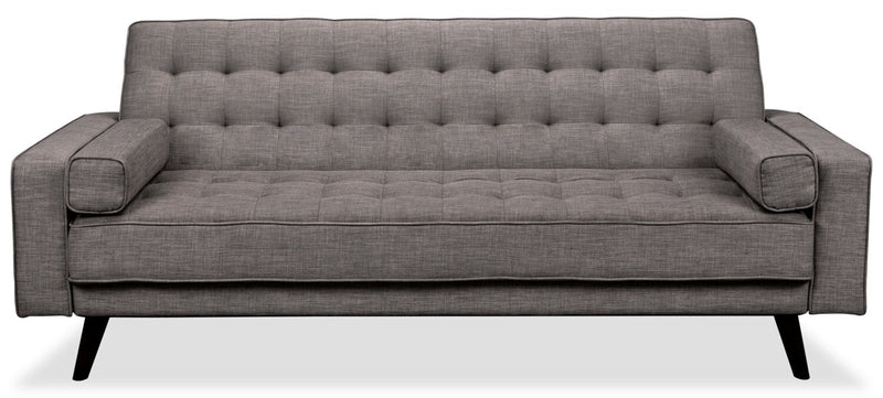 Meagan Linen-Look Fabric Futon - Grey