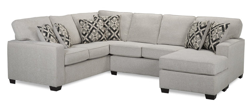 Stratford 2-Piece Brushed Linen-Look Fabric Right-Facing Sectional - Beige