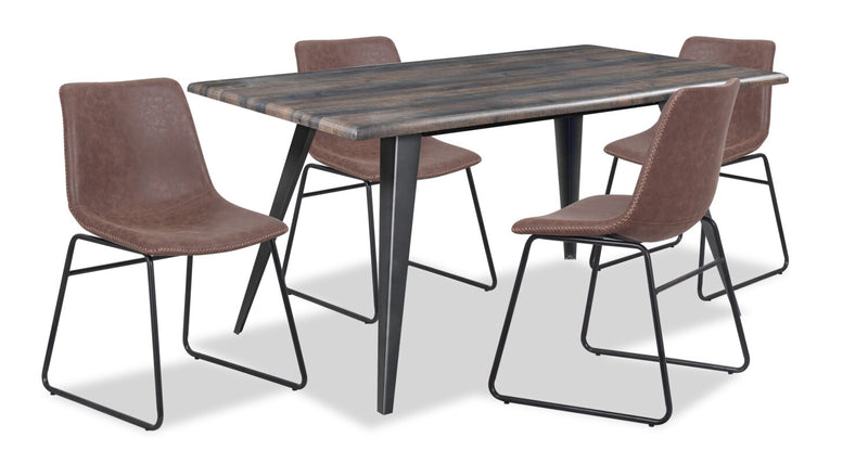 Irving 5-Piece Dining Set with Doiron Chairs - Brown