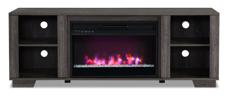 Antoni 62” TV Stand with Crystal Ember Firebox - Grey