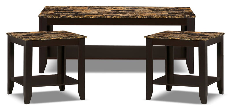Hadleigh 3-Piece Coffee and Two End Tables Package - Dark Brown