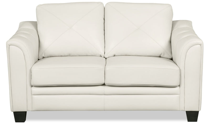 Henrick Leather-Look Fabric Loveseat - Beige